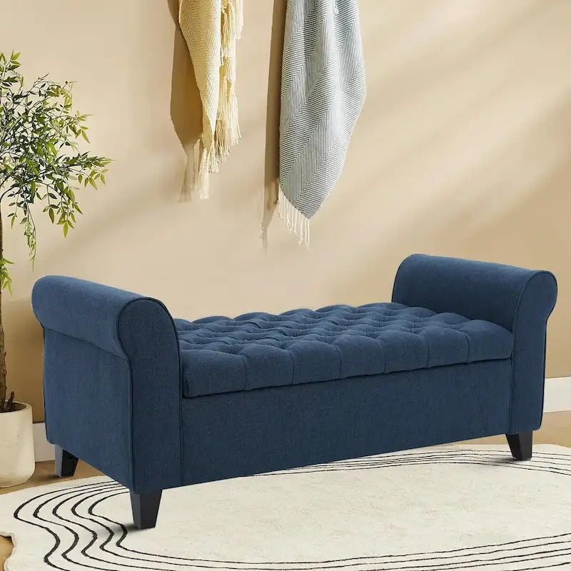 Modern Stylish Upholstered Storage Bench with Flip Top