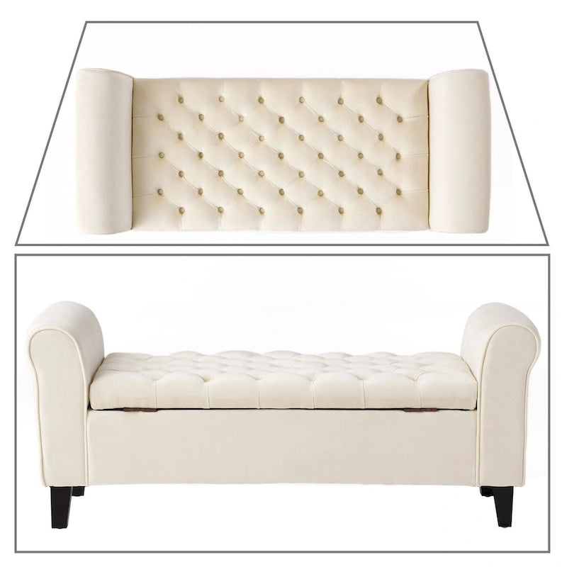 Modern Stylish Upholstered Storage Bench with Flip Top