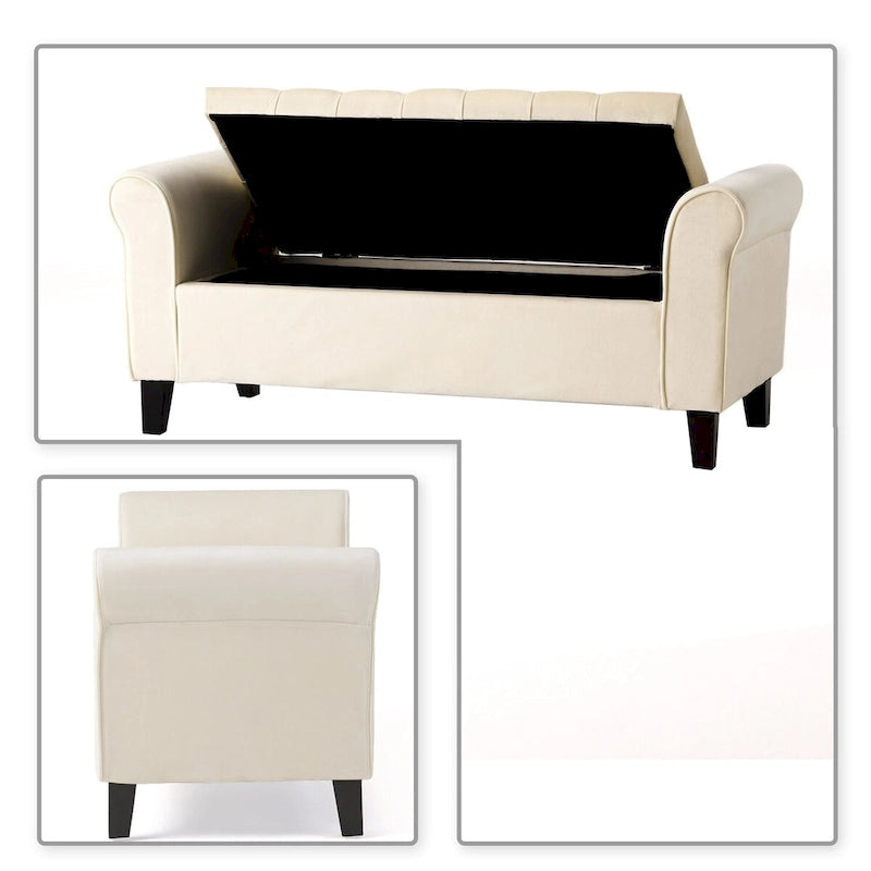 Modern Stylish Upholstered Storage Bench with Flip Top