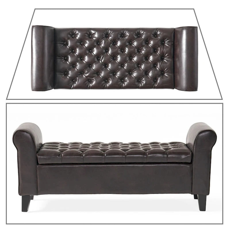 Modern Stylish Upholstered Storage Bench with Flip Top