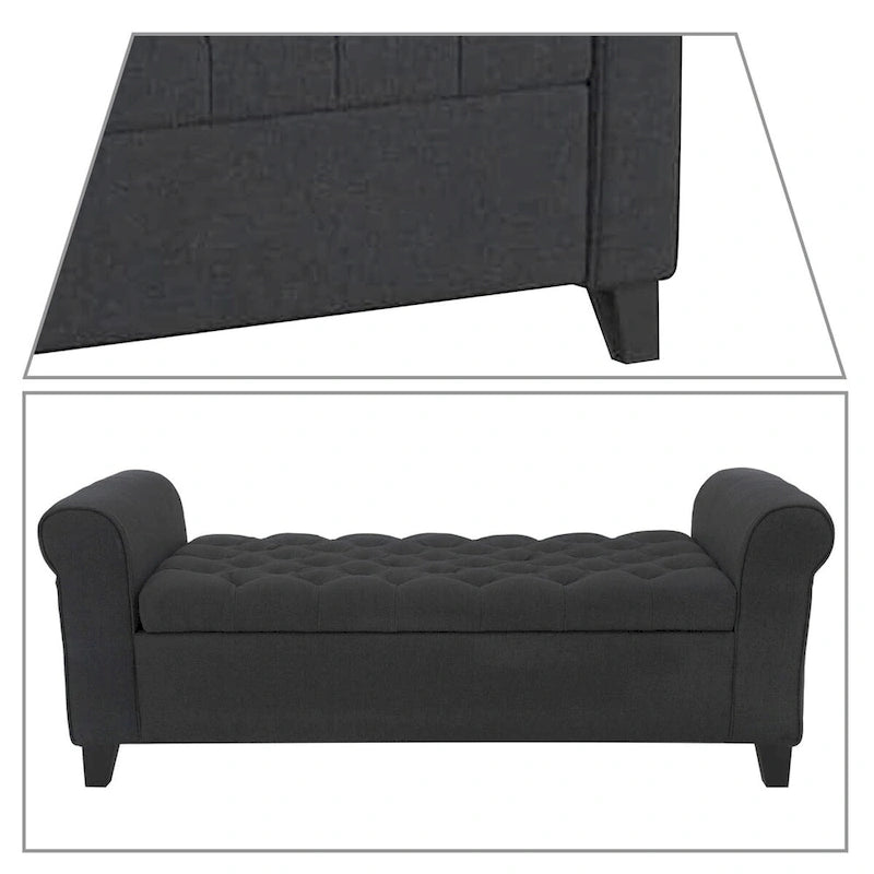 Modern Stylish Upholstered Storage Bench with Flip Top