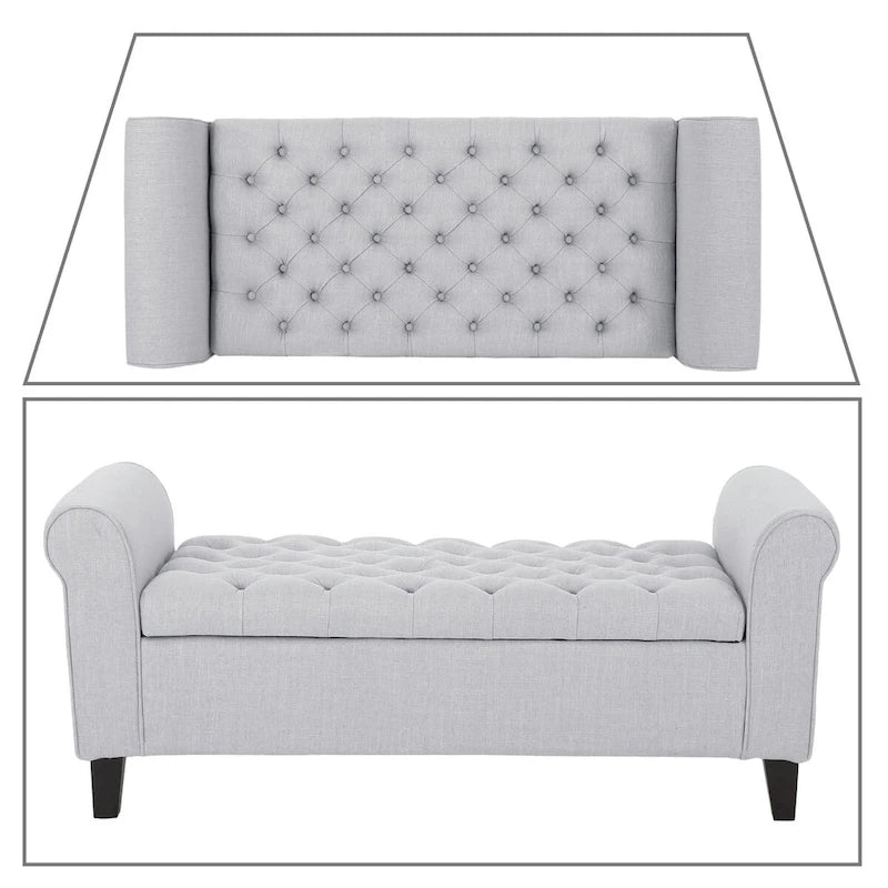 Modern Stylish Upholstered Storage Bench with Flip Top