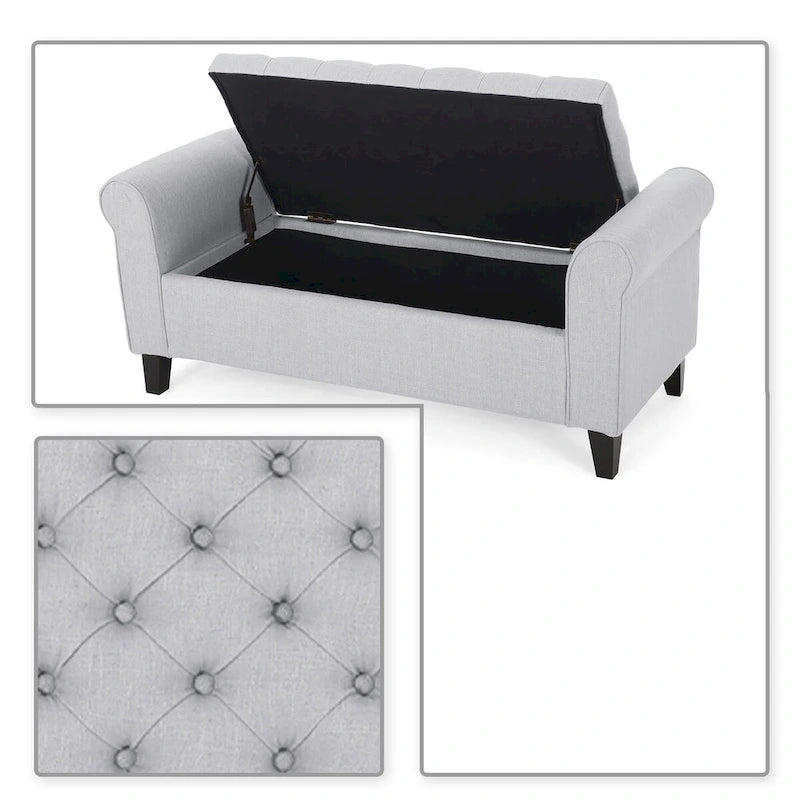 Modern Stylish Upholstered Storage Bench with Flip Top