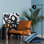 Walnut Ribbed Leather Lounge Chair