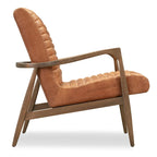 Walnut Ribbed Leather Lounge Chair
