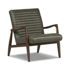 Walnut Ribbed Leather Lounge Chair