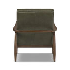 Walnut Ribbed Leather Lounge Chair