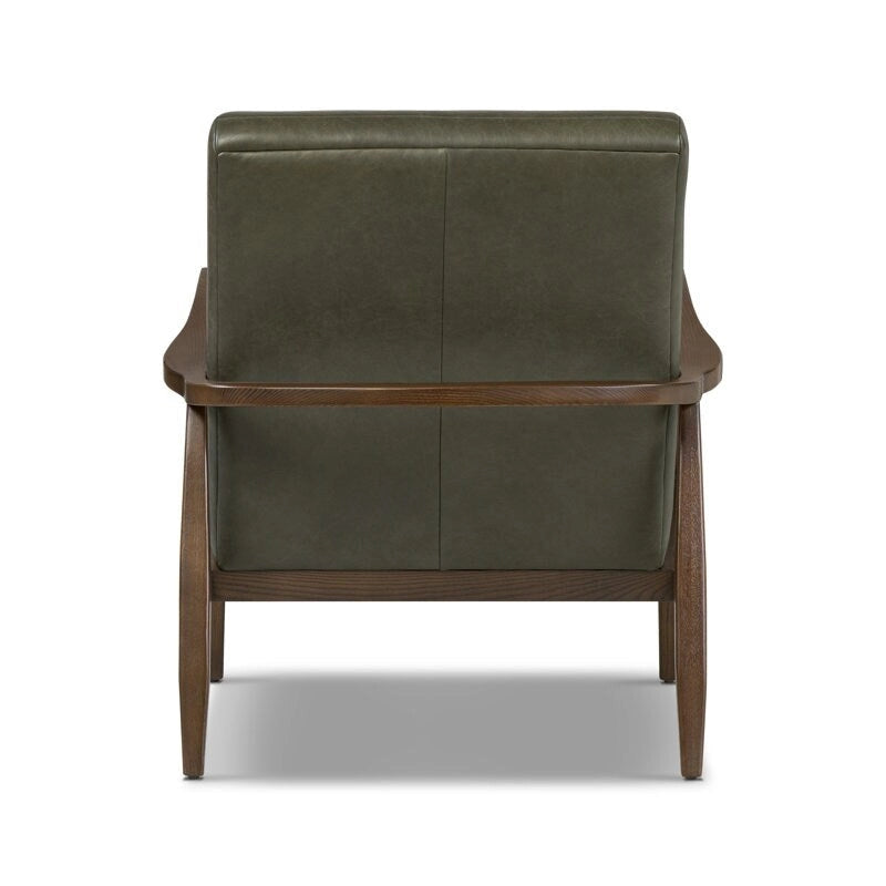 Walnut Ribbed Leather Lounge Chair