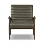 Walnut Ribbed Leather Lounge Chair