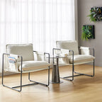 Modern metal-framed armchair with storage pocket