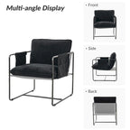 Modern metal-framed armchair with storage pocket