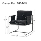 Modern metal-framed armchair with storage pocket