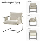 Modern metal-framed armchair with storage pocket