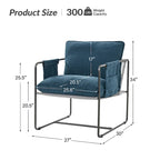 Modern metal-framed armchair with storage pocket