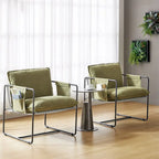 Modern metal-framed armchair with storage pocket