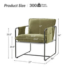 Modern metal-framed armchair with storage pocket