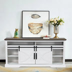 68  Rustic Sliding Barn Door TV Stand White TV Console for 80  TVs