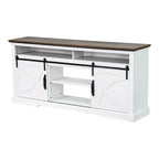 68  Rustic Sliding Barn Door TV Stand White TV Console for 80  TVs