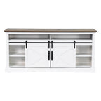 68  Rustic Sliding Barn Door TV Stand White TV Console for 80  TVs
