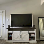 68  Rustic Sliding Barn Door TV Stand White TV Console for 80  TVs