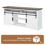 68  Rustic Sliding Barn Door TV Stand White TV Console for 80  TVs