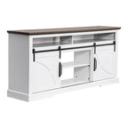 68  Rustic Sliding Barn Door TV Stand White TV Console for 80  TVs