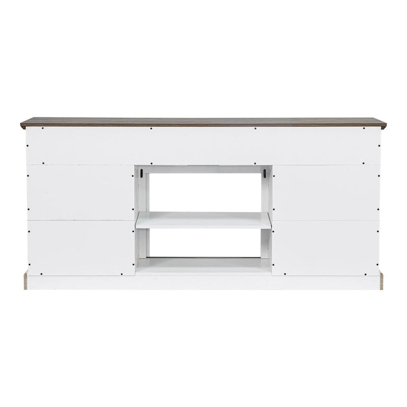 68  Rustic Sliding Barn Door TV Stand White TV Console for 80  TVs
