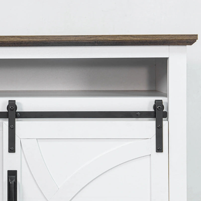68  Rustic Sliding Barn Door TV Stand White TV Console for 80  TVs