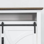 68  Rustic Sliding Barn Door TV Stand White TV Console for 80  TVs