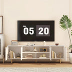White Fluted TV Stand with Power Outlet - 68 Inch