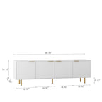 White Fluted TV Stand with Power Outlet - 68 Inch