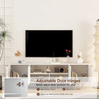 White Fluted TV Stand with Power Outlet - 68 Inch