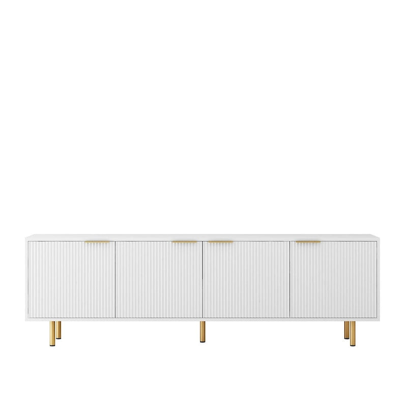 White Fluted TV Stand with Power Outlet - 68 Inch