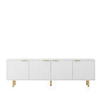 White Fluted TV Stand with Power Outlet - 68 Inch