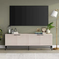 70" Wood Grain TV Stand with Fluted Doors for TVs up to 78"