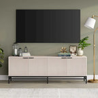 70" Wood Grain TV Stand with Fluted Doors for TVs up to 78"
