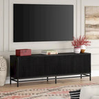 70" Wood Grain TV Stand with Fluted Doors for TVs up to 78"