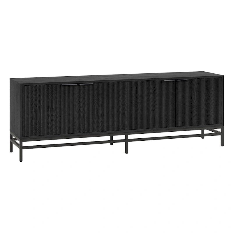70" Wood Grain TV Stand with Fluted Doors for TVs up to 78"