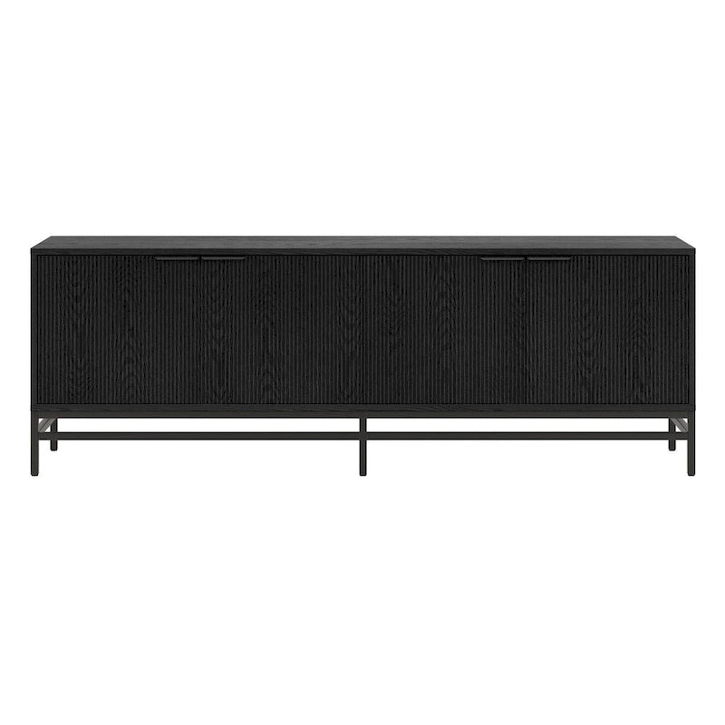 70" Wood Grain TV Stand with Fluted Doors for TVs up to 78"