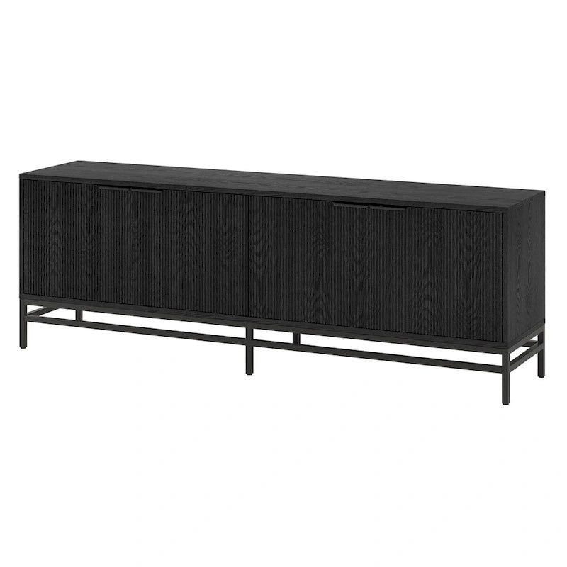 70" Wood Grain TV Stand with Fluted Doors for TVs up to 78"