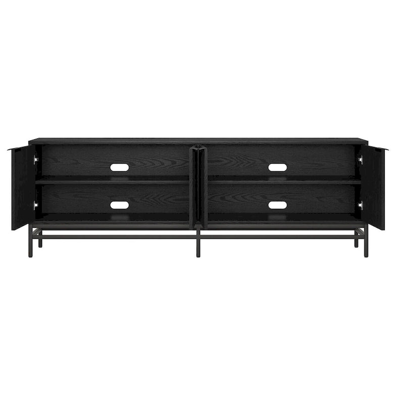 70" Wood Grain TV Stand with Fluted Doors for TVs up to 78"
