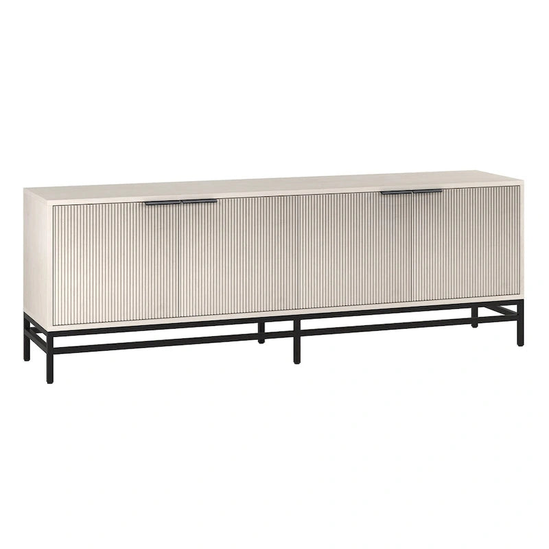 70" Wood Grain TV Stand with Fluted Doors for TVs up to 78"