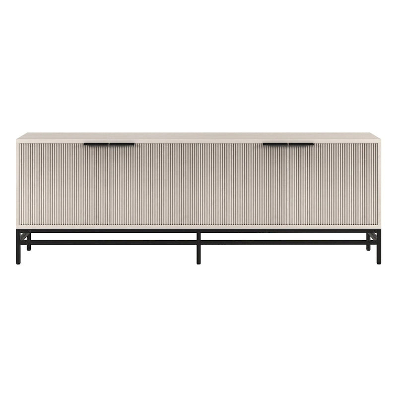 70" Wood Grain TV Stand with Fluted Doors for TVs up to 78"
