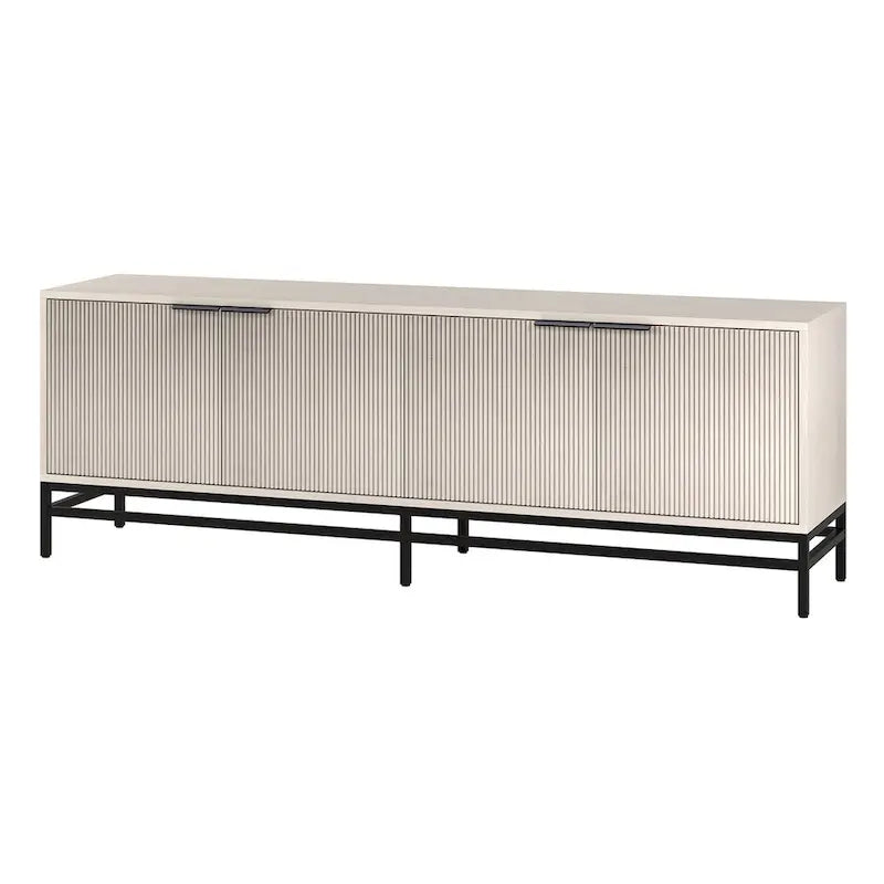70" Wood Grain TV Stand with Fluted Doors for TVs up to 78"