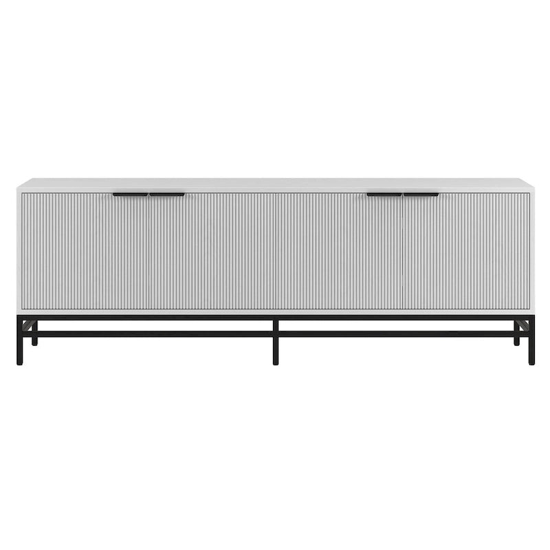 70" Wood Grain TV Stand with Fluted Doors for TVs up to 78"