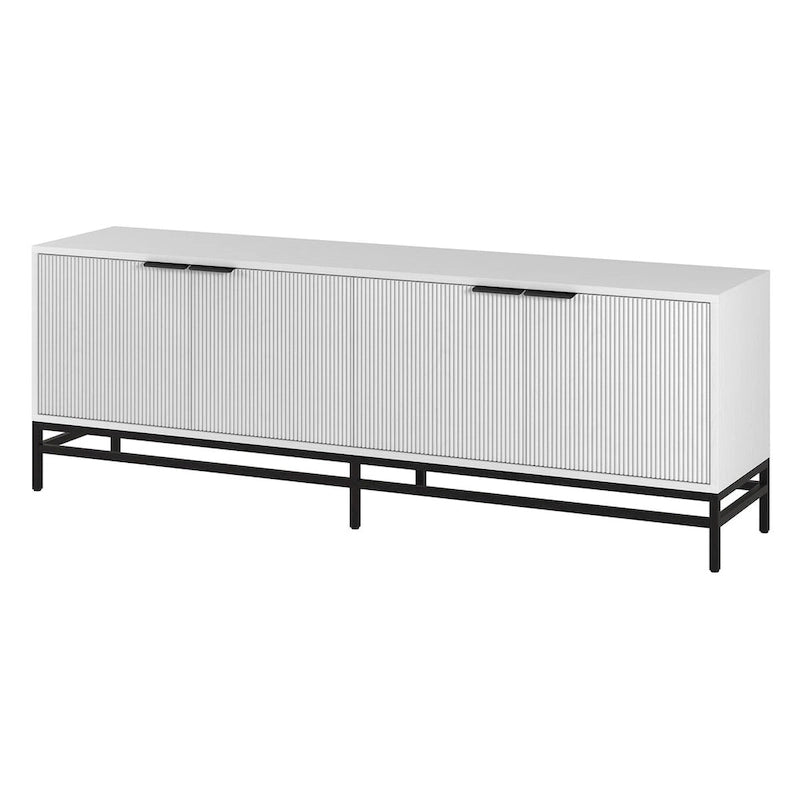 70" Wood Grain TV Stand with Fluted Doors for TVs up to 78"
