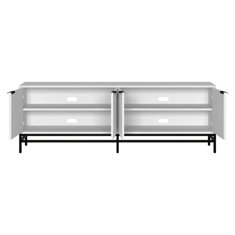 70" Wood Grain TV Stand with Fluted Doors for TVs up to 78"