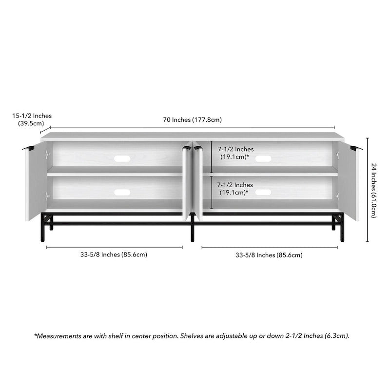 70" Wood Grain TV Stand with Fluted Doors for TVs up to 78"