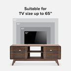 Walnut 59" TV Stand with Sliding Doors for 2-4 People