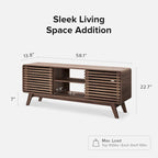 Walnut 59" TV Stand with Sliding Doors for 2-4 People